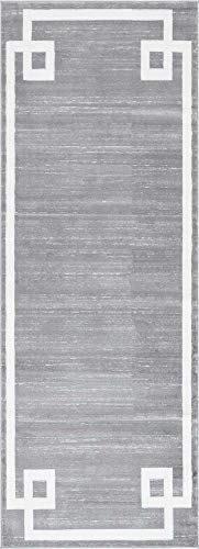 Unique Loom Uptown Collection by Jill Zarin Collection Greek Key Textured Modern Gray Runner Rug (2' 2 x 6' 0)