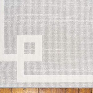 Unique Loom Uptown Collection by Jill Zarin Collection Greek Key Textured Modern Gray Runner Rug (2' 2 x 6' 0)