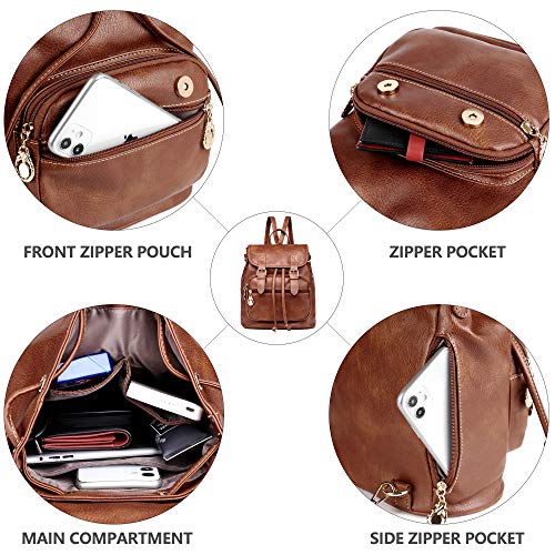Women Mini Backpack Purse Small Cute Retro Leather Daypacks Convertible Casual Shoulder Bag