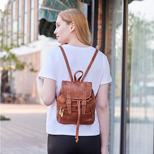 Women Mini Backpack Purse Small Cute Retro Leather Daypacks Convertible Casual Shoulder Bag