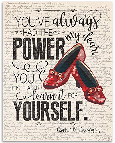 Wizard of Oz Art - You've Always Had The Power My Dear - Glinda the Good Witch to Dorothy - 11x14 Unframed Art Wizard of Oz Poster Print - Great Wizard of Oz Gifts, Office Decor and Dorothy Decoration