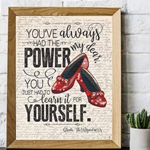 Wizard of Oz Art - You've Always Had The Power My Dear - Glinda the Good Witch to Dorothy - 11x14 Unframed Art Wizard of Oz Poster Print - Great Wizard of Oz Gifts, Office Decor and Dorothy Decoration