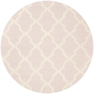SAFAVIEH Cambridge Collection 6' Round Light Pink / Ivory CAM121M Handmade Trellis Premium Wool Area Rug