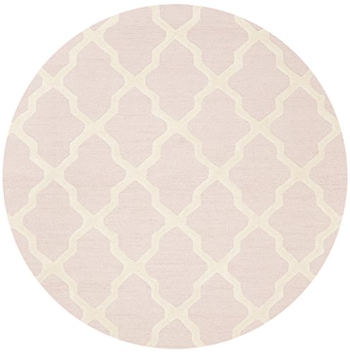 SAFAVIEH Cambridge Collection 6' Round Light Pink / Ivory CAM121M Handmade Trellis Premium Wool Area Rug