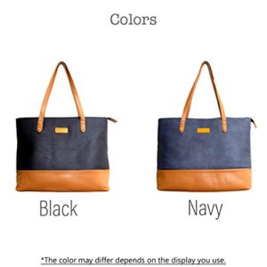 Dom Teporna Genuine Leather Tote Bag for Women Designed in Japan - Black