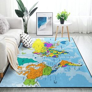 alaza colorful world map area rug rugs for living room bedroom 7′ x 5′