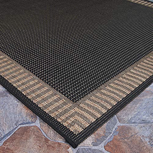 Couristan Recife Wicker Rug, 5-Feet 3-Inch by 7-Feet 6-Inch, Stitch/Black/Cocoa