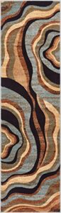 well woven barclay nirvana waves multi / blue modern area rug 2’3″ x 7’3″ runner