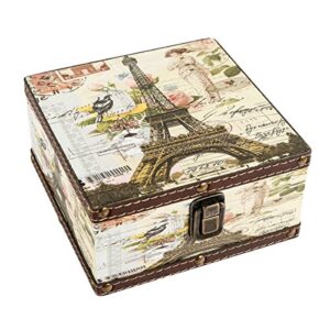 waahome wood jewelry keepsake box memory boxes eiffel tower decorative boxes for girls kids gifts, 6.4″x6.4″x3.2″