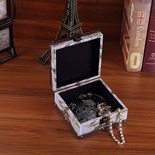 WaaHome Wood Jewelry Keepsake Box Memory Boxes Eiffel Tower Decorative Boxes For Girls Kids Gifts, 6.4"X6.4"X3.2"