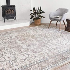 Loloi II Dante Collection DN-05 Ivory/Stone, Transitional Area Rug, 6'-7" x 9'-2"