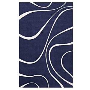 modway therese abstract swirl 8×10 area rug contemporary design in navy and ivory