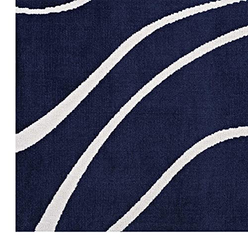 Modway Therese Abstract Swirl 8x10 Area Rug Contemporary Design in Navy and Ivory