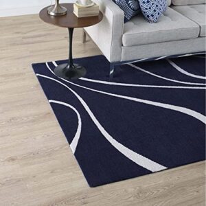 Modway Therese Abstract Swirl 8x10 Area Rug Contemporary Design in Navy and Ivory