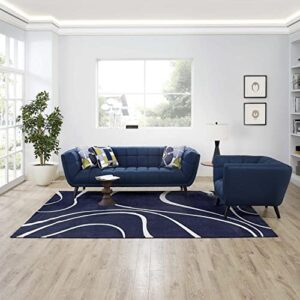 Modway Therese Abstract Swirl 8x10 Area Rug Contemporary Design in Navy and Ivory