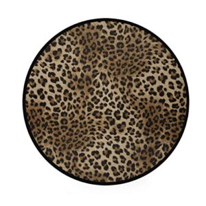 area rug animal leopard skin print non-slip round mat activity playing rugs for living room bedroom hall home deco diameter 92cm