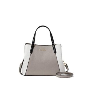 kate spade new york purse jackson medium triple compartment satchel (soft taupe/pure white/black)