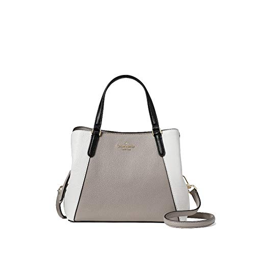 Kate Spade New York Purse Jackson Medium Triple Compartment Satchel (Soft Taupe/Pure White/Black)