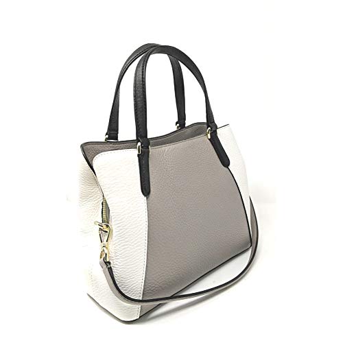 Kate Spade New York Purse Jackson Medium Triple Compartment Satchel (Soft Taupe/Pure White/Black)