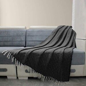Black Throw Blanket Woven Country Rustic 100% Cotton Luxury Quality Sofa Couch Bed Throws Mini Diamond 50 x 60 Inches