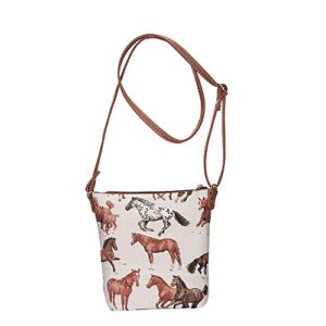 Signare Tapestry Small Crossbody Bag Sling Bag for Women with Running Horse Design (SLING-RHOR)