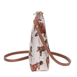 Signare Tapestry Small Crossbody Bag Sling Bag for Women with Running Horse Design (SLING-RHOR)