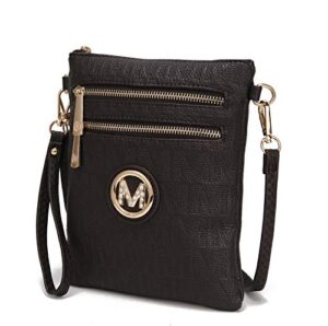 mkf crossbody bags for women, wristlet strap – pu leather shoulder handbag – small crossover messenger purse, chocolate