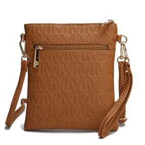 MKF Crossbody Bags for Women, Wristlet Strap – PU Leather Shoulder Handbag – Small Crossover Messenger Purse, Chocolate