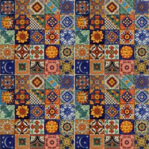 100 hand painted talavera mexican tiles 2″x2″ spanish mediterranean decor