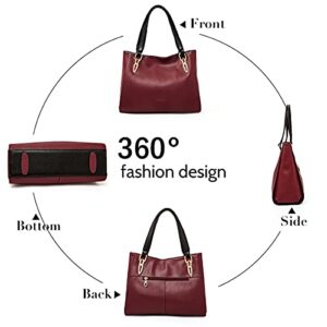 Cow Leather Tote Handbags for Women Top-handle Purse Lady Pocketbooks Shoulder Bags Work Tote Bags