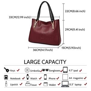 Cow Leather Tote Handbags for Women Top-handle Purse Lady Pocketbooks Shoulder Bags Work Tote Bags