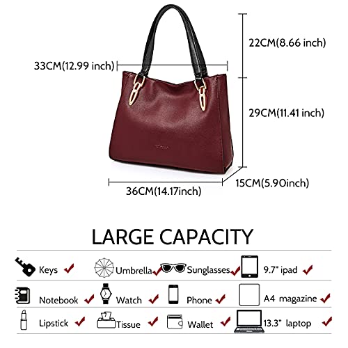 Cow Leather Tote Handbags for Women Top-handle Purse Lady Pocketbooks Shoulder Bags Work Tote Bags