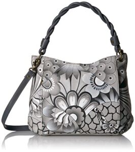 anna by anuschka womens genuine top handle handbag, patchwork pewter, one size us