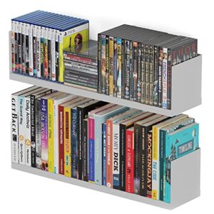 wallniture libro floating shelves u shape metal wall shelf bookcase cds dvd storage and display home decor white set of 2