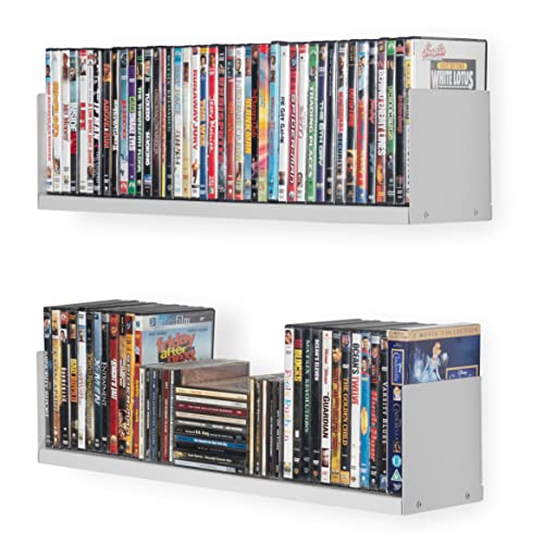 Wallniture Libro Floating Shelves U Shape Metal Wall Shelf Bookcase CDs DVD Storage and Display Home Decor White Set of 2