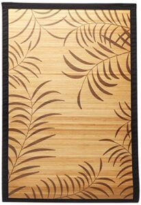 oriental furniture bamboo rug – tropical leaf – 4′ x 6′