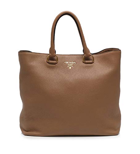 Prada Women's Brown Vitello Phenix Shopping Tote Top Handle Bag Shoulder Bag 1BG865