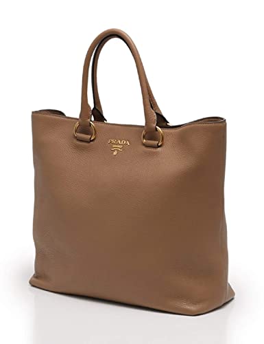 Prada Women's Brown Vitello Phenix Shopping Tote Top Handle Bag Shoulder Bag 1BG865