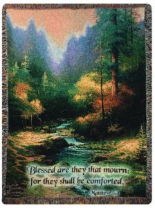 manual thomas kinkade 50 x 60-inch tapestry throw with verse, creekside trail