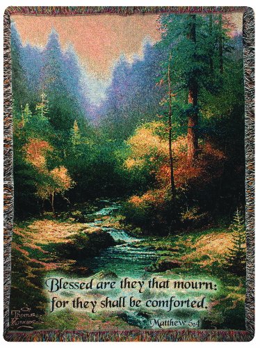 Manual Thomas Kinkade 50 x 60-Inch Tapestry Throw with Verse, Creekside Trail