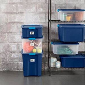 Sterilite Latch & Carry 18 Gallon Multipurpose Plastic Stacking Storage Container Tote with Secure Latch Snap Lid for Household Organization, 12 Pack