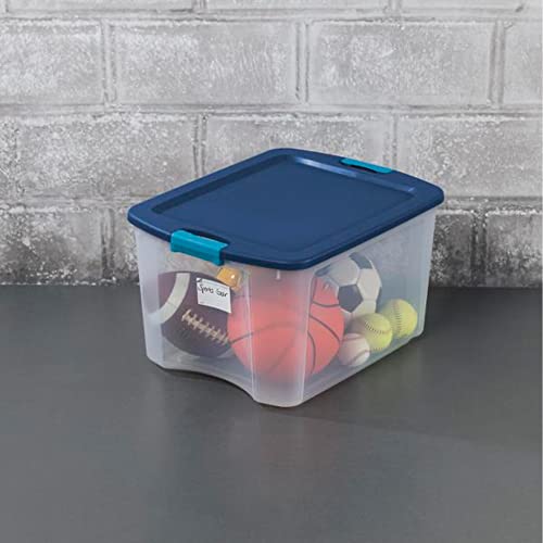 Sterilite Latch & Carry 18 Gallon Multipurpose Plastic Stacking Storage Container Tote with Secure Latch Snap Lid for Household Organization, 12 Pack