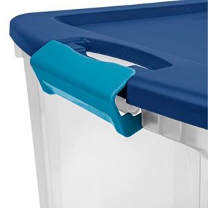 Sterilite Latch & Carry 18 Gallon Multipurpose Plastic Stacking Storage Container Tote with Secure Latch Snap Lid for Household Organization, 12 Pack