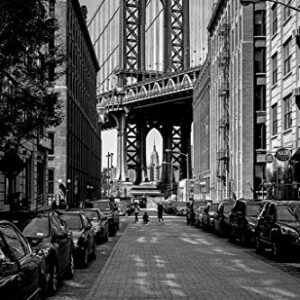 The Manhattan Bridge from Dumbo Brooklyn Black and White B&W Photo Photograph Cool Wall Decor Art Print Poster 24x36