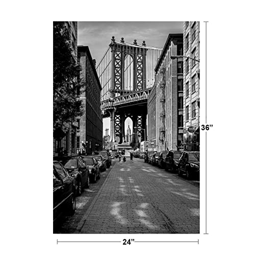 The Manhattan Bridge from Dumbo Brooklyn Black and White B&W Photo Photograph Cool Wall Decor Art Print Poster 24x36