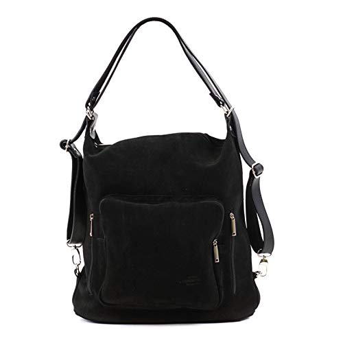 Women Leather Backpack/Purse - Handmade Convertible Hobo Shoulder Bag from Genuine Suede Leather