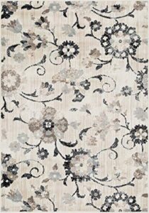 l’baiet quinn grey blue beige traditional floral botanical shabby chic indoor 5′ x 7′ area rug