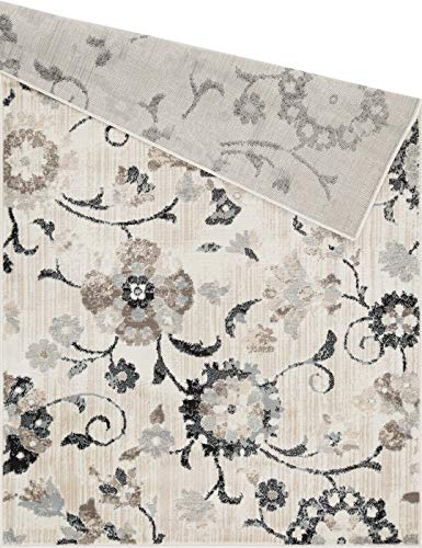 L'Baiet Quinn Grey Blue Beige Traditional Floral Botanical Shabby Chic Indoor 5' x 7' Area Rug