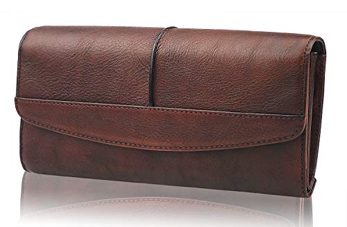 Womens Wallets Genuine Leather Large Capacity Handmade Card Holder Purse,Scratch Resistant (coffee)