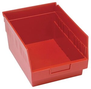 quantum storage systems k-qsb207rd-8 8-pack plastic shelf bin storage containers, 11-5/8″ x 8-3/8″ x 6″, red